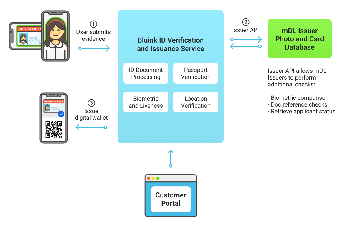 A user applying for a mobile driver’s licence by scanning their driver’s licence, taking a selfie, and submitting for verification.